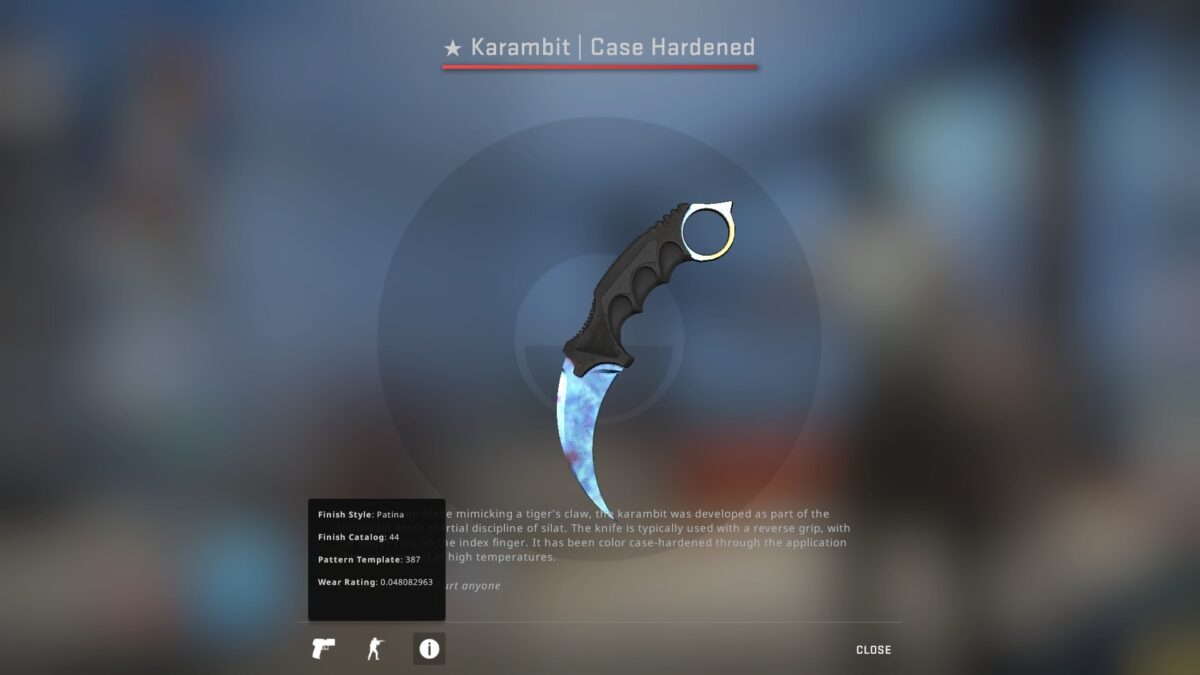 Karambit Case Hardened Blue Gem Patterns #387 Steam